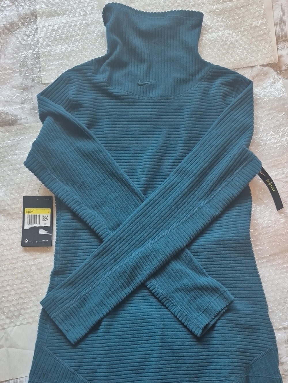 Nike Pro Hyperwarm Velour High Neck Top Midnight Turquoise BV5558-347